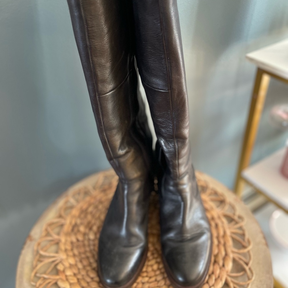 Black Leather Knee-High Boots